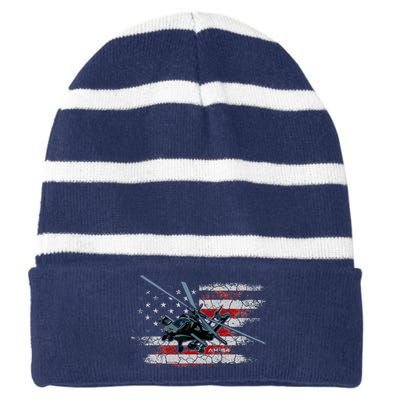 Ah 64 Apache Bringing In The Muscle Veteran Gifts Striped Beanie with Solid Band