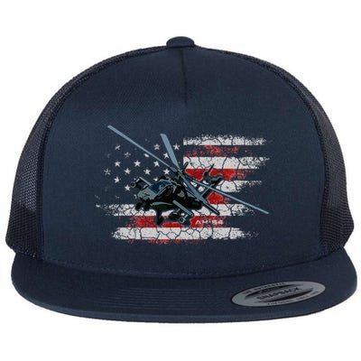 Ah 64 Apache Bringing In The Muscle Veteran Gifts Flat Bill Trucker Hat