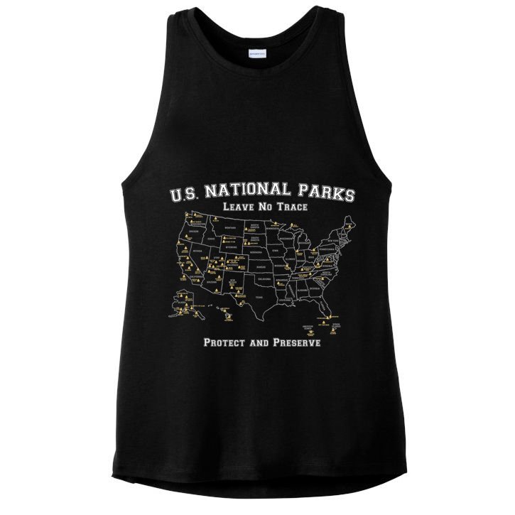 All 63 US National Parks Design For Campers Hikers Walkers Ladies PosiCharge Tri-Blend Wicking Tank
