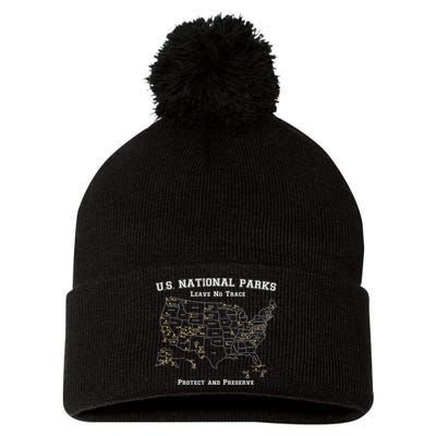 All 63 US National Parks Design For Campers Hikers Walkers Pom Pom 12in Knit Beanie