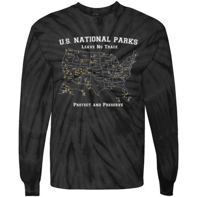 All 63 US National Parks Design For Campers Hikers Walkers Tie-Dye Long Sleeve Shirt