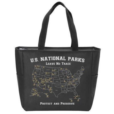 All 63 US National Parks Design For Campers Hikers Walkers Zip Tote Bag