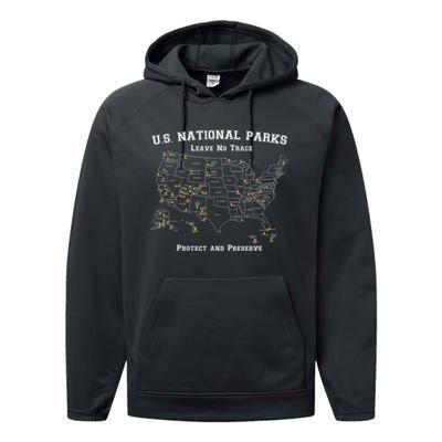 All 63 US National Parks Design For Campers Hikers Walkers Performance Fleece Hoodie