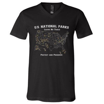 All 63 US National Parks Design For Campers Hikers Walkers V-Neck T-Shirt