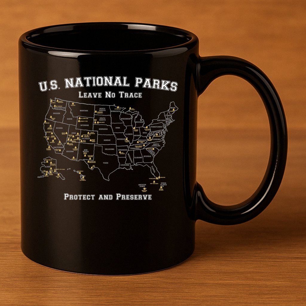 All 63 US National Parks Design For Campers Hikers Walkers 11oz C Handle Ceramic Mug