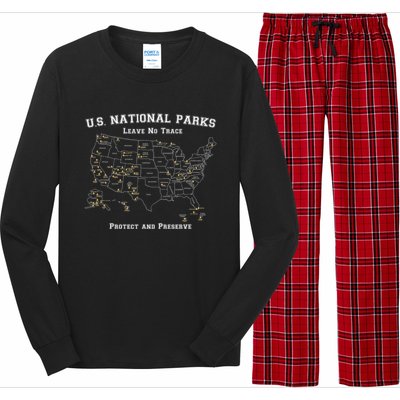 All 63 US National Parks Design For Campers Hikers Walkers Long Sleeve Pajama Set