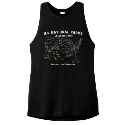 All 63 US National Parks Design for Campers Hikers Walkers Ladies PosiCharge Tri-Blend Wicking Tank