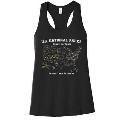 All 63 US National Parks Design for Campers Hikers Walkers Women's Racerback Tank