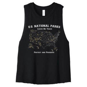 All 63 US National Parks Design for Campers Hikers Walkers Women's Racerback Cropped Tank