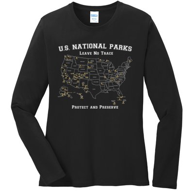 All 63 US National Parks Design for Campers Hikers Walkers Ladies Long Sleeve Shirt