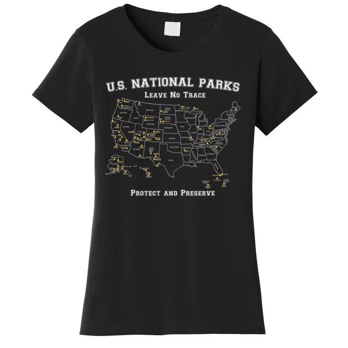 All 63 US National Parks Design for Campers Hikers Walkers Women's T-Shirt