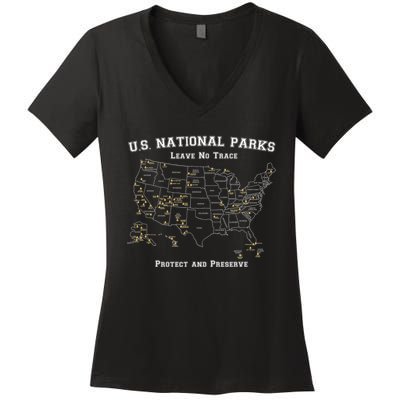 All 63 US National Parks Design for Campers Hikers Walkers Women's V-Neck T-Shirt