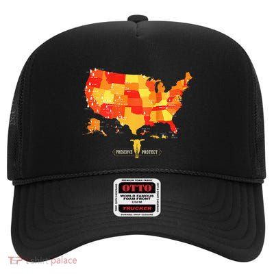 All 63 Us National Parks Map High Crown Mesh Back Trucker Hat