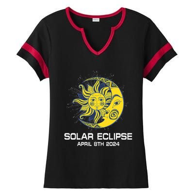 Apri 8th 2024 Total Solar Eclipse 2024 Ladies Halftime Notch Neck Tee