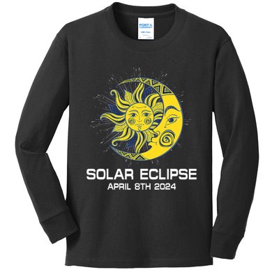 Apri 8th 2024 Total Solar Eclipse 2024 Kids Long Sleeve Shirt