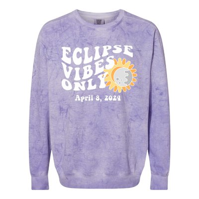 April 8 2024 Eclipse Vibes Only Cute Retro Solar Eclipse Colorblast Crewneck Sweatshirt