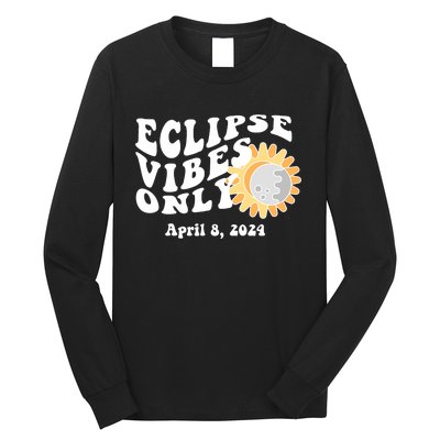 April 8 2024 Eclipse Vibes Only Cute Retro Solar Eclipse Long Sleeve Shirt