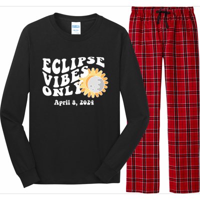 April 8 2024 Eclipse Vibes Only Cute Retro Solar Eclipse Long Sleeve Pajama Set