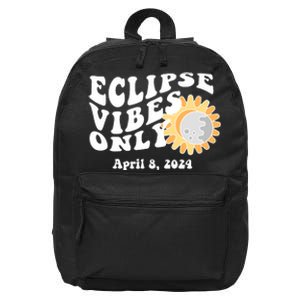 April 8 2024 Eclipse Vibes Only Cute Retro Solar Eclipse 16 in Basic Backpack