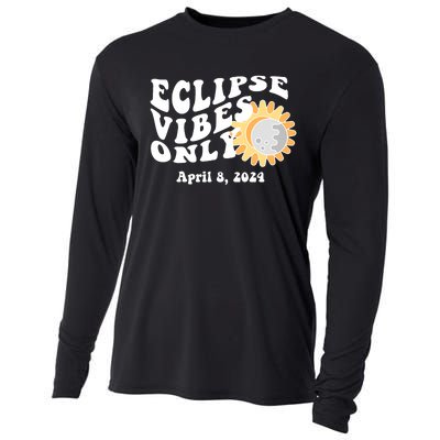 April 8 2024 Eclipse Vibes Only Cute Retro Solar Eclipse Cooling Performance Long Sleeve Crew