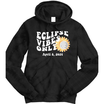 April 8 2024 Eclipse Vibes Only Cute Retro Solar Eclipse Tie Dye Hoodie