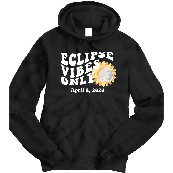 April 8 2024 Eclipse Vibes Only Cute Retro Solar Eclipse Tie Dye Hoodie