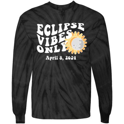 April 8 2024 Eclipse Vibes Only Cute Retro Solar Eclipse Tie-Dye Long Sleeve Shirt