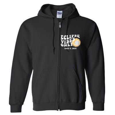 April 8 2024 Eclipse Vibes Only Cute Retro Solar Eclipse Full Zip Hoodie