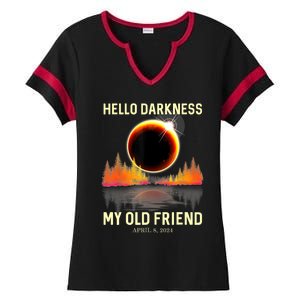 April 8 2024 Hello Darkness My Old Friend Eclipse Ladies Halftime Notch Neck Tee