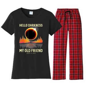 April 8 2024 Hello Darkness My Old Friend Eclipse Women's Flannel Pajama Set