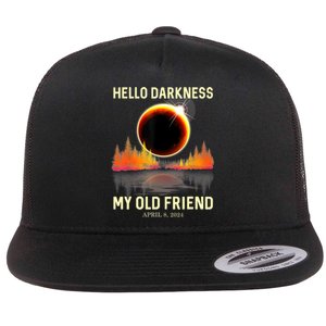 April 8 2024 Hello Darkness My Old Friend Eclipse Flat Bill Trucker Hat