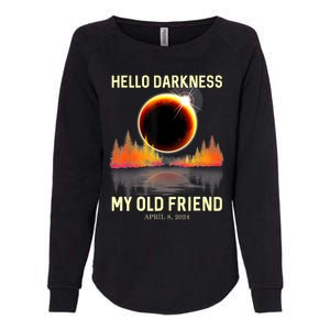 April 8 2024 Hello Darkness My Old Friend Eclipse Womens California Wash Sweatshirt