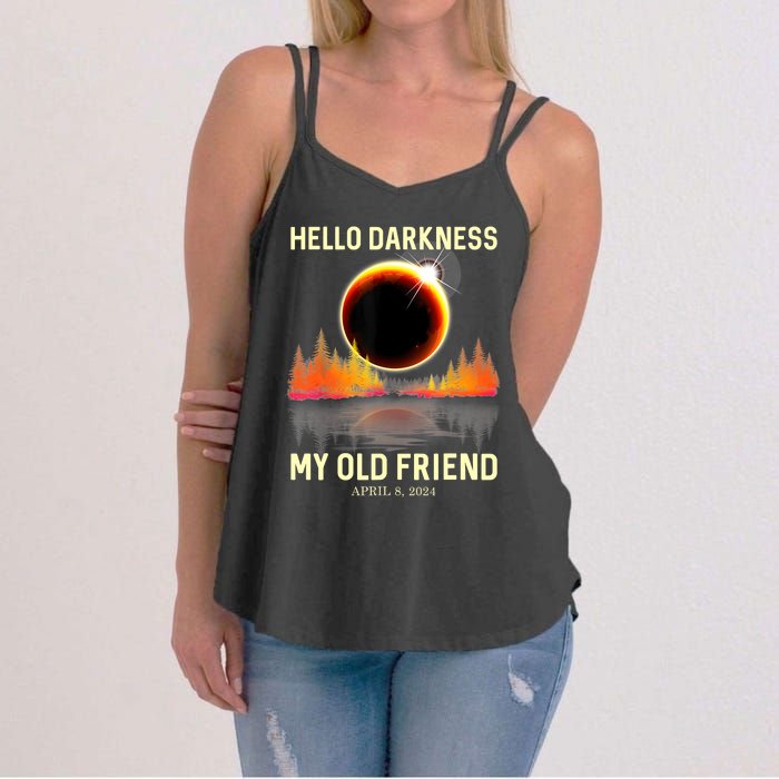 April 8 2024 Hello Darkness My Old Friend Eclipse Women's Strappy Tank