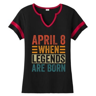 April 8 Birthday Solar Eclipse Ladies Halftime Notch Neck Tee