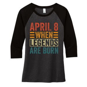 April 8 Birthday Solar Eclipse Women's Tri-Blend 3/4-Sleeve Raglan Shirt