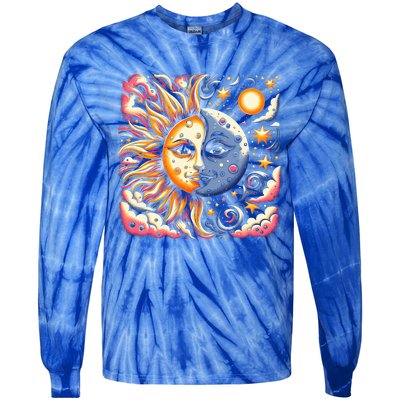 April 8 Total Solar Eclipse 2024 Tie-Dye Long Sleeve Shirt