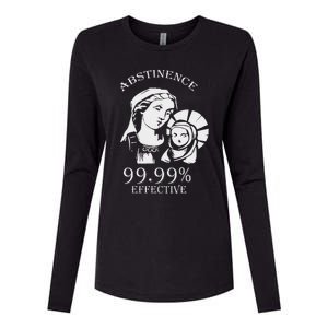 Abstinence 99.99 Effective Jesus Funny Christmas Virgin Womens Cotton Relaxed Long Sleeve T-Shirt