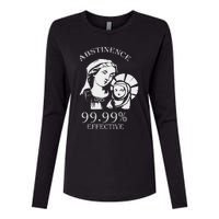 Abstinence 99.99 Effective Jesus Funny Christmas Virgin Womens Cotton Relaxed Long Sleeve T-Shirt