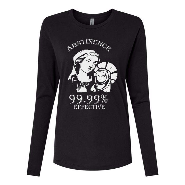 Abstinence 99.99 Effective Jesus Funny Christmas Virgin Womens Cotton Relaxed Long Sleeve T-Shirt