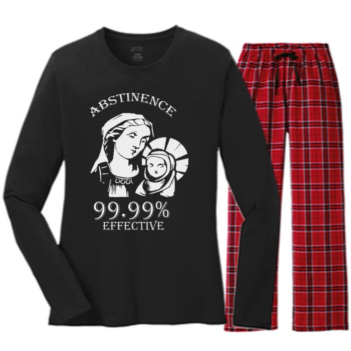 Abstinence 99.99 Effective Jesus Funny Christmas Virgin Women's Long Sleeve Flannel Pajama Set 