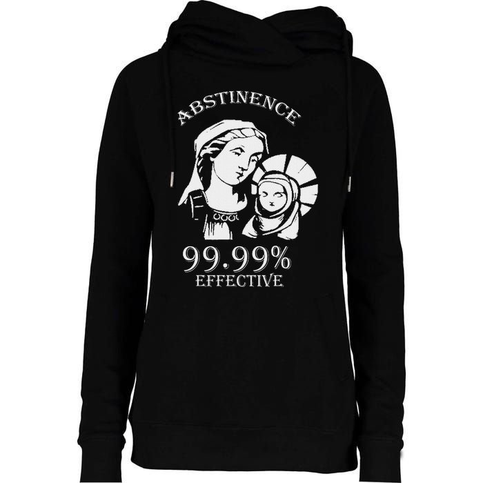 Abstinence 99.99 Effective Jesus Funny Christmas Virgin Womens Funnel Neck Pullover Hood