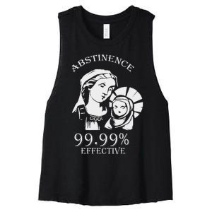 Abstinence 99.99 Effective Jesus Funny Christmas Virgin Women's Racerback Cropped Tank