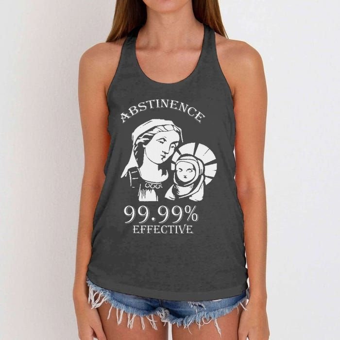 Abstinence 99.99 Effective Jesus Funny Christmas Virgin Women's Knotted Racerback Tank