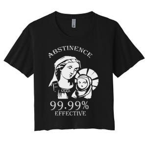 Abstinence 99.99 Effective Jesus Funny Christmas Virgin Women's Crop Top Tee