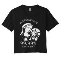 Abstinence 99.99 Effective Jesus Funny Christmas Virgin Women's Crop Top Tee