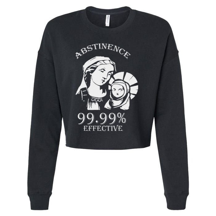 Abstinence 99.99 Effective Jesus Funny Christmas Virgin Cropped Pullover Crew