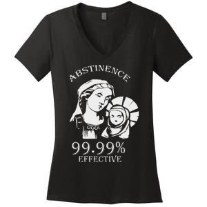 Abstinence 99.99 Effective Jesus Funny Christmas Virgin Women's V-Neck T-Shirt