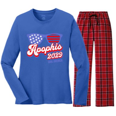 Asteroid 99942 Save America 4th Of July Apophis 2029 Gift Women's Long Sleeve Flannel Pajama Set 