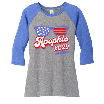 Asteroid 99942 Save America 4th Of July Apophis 2029 Gift Women's Tri-Blend 3/4-Sleeve Raglan Shirt