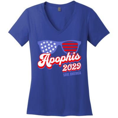 Asteroid 99942 Save America 4th Of July Apophis 2029 Gift Women's V-Neck T-Shirt